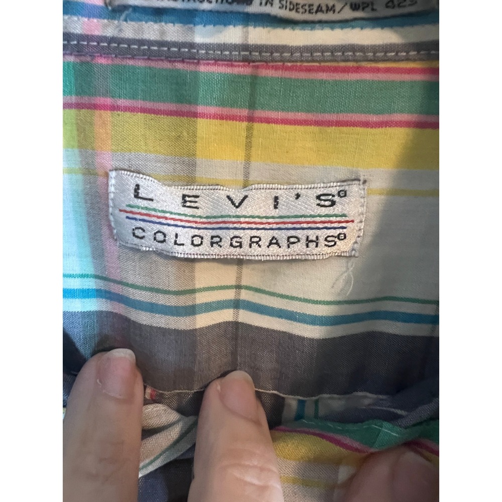 Vintage Levis Colorgraphs Mens Plaid Short Sleeve Button Down Shirt Medium Multi - Picture 3 of 5